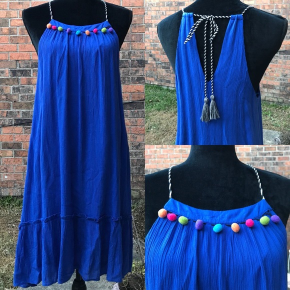 Loveriche Dresses & Skirts - NWT Loveriche Tie Halter Pom Pom Dress